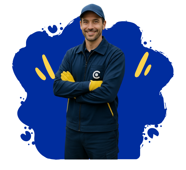 Retrato de Raul, líder da equipe operacional da Central Terceirizações. Ele está uniformizado, com os braços cruzados e um sorriso confiante.